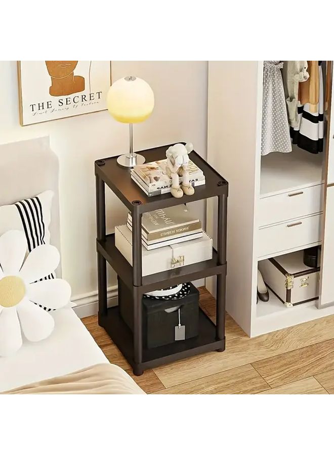 Black 2 Tier Freestanding Storage Rack Heavy Duty Easy Assembly Space Saving Nightstand - Image 1