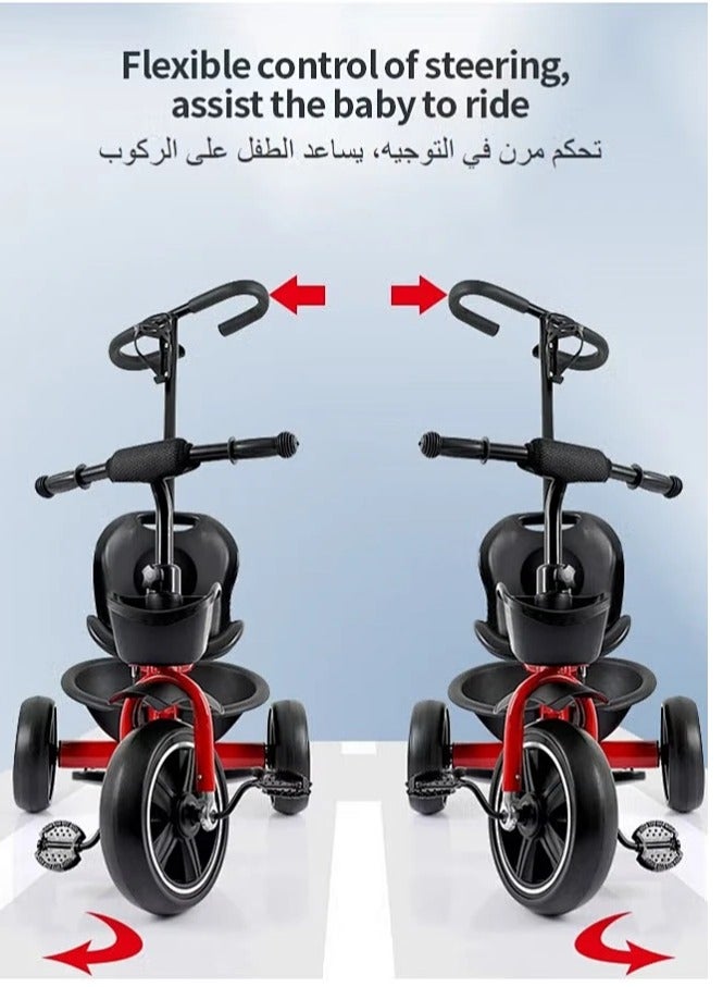 Tricycle for Kids Dual Storage Basket & Parental Push Handle Kids Tricycle for Baby Cycle for Kids 2 to 5 Years Boy Girl  - Image 3
