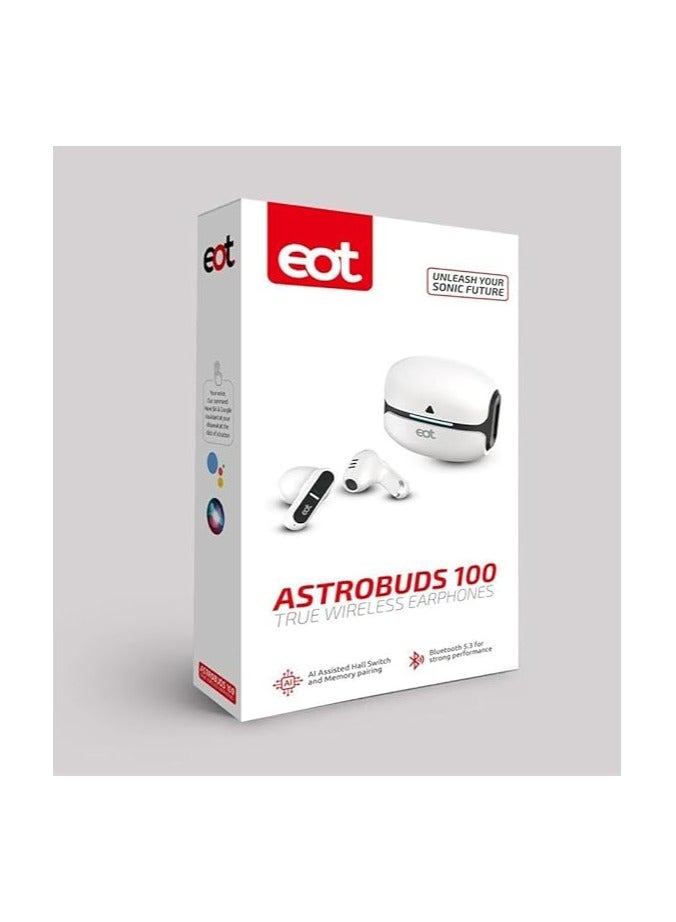 eot Astro Buds 100 TWS In-Ear Bluetooth Headphones with High-Quality Microphone | Lightweight Wireless Headphones 5.3 Pro Gaming Mode White eot - Image 1