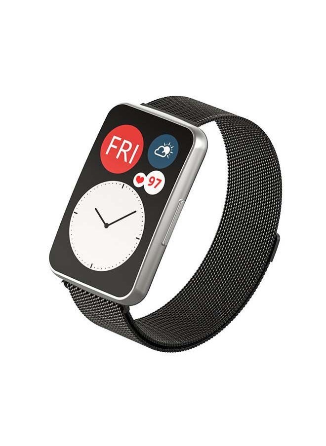 NIBEMINENT - Huawei watch fit Replacement Milanese Strap Black - Image 1