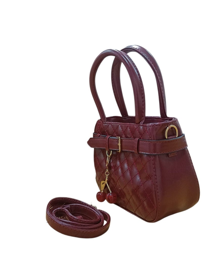Women’s Shiny PU Leather Crossbody Bag – Stylish Small Single Pocket Shoulder Bag with Cherry Keychain - Image 5