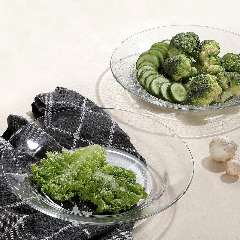 Incrizma Glass 23 cm Deep SoupPasta Plate Dessert and Salad Plates Round Plates for Toast Cheese Appetizer Side and Pie Set of 2 23 cm 2