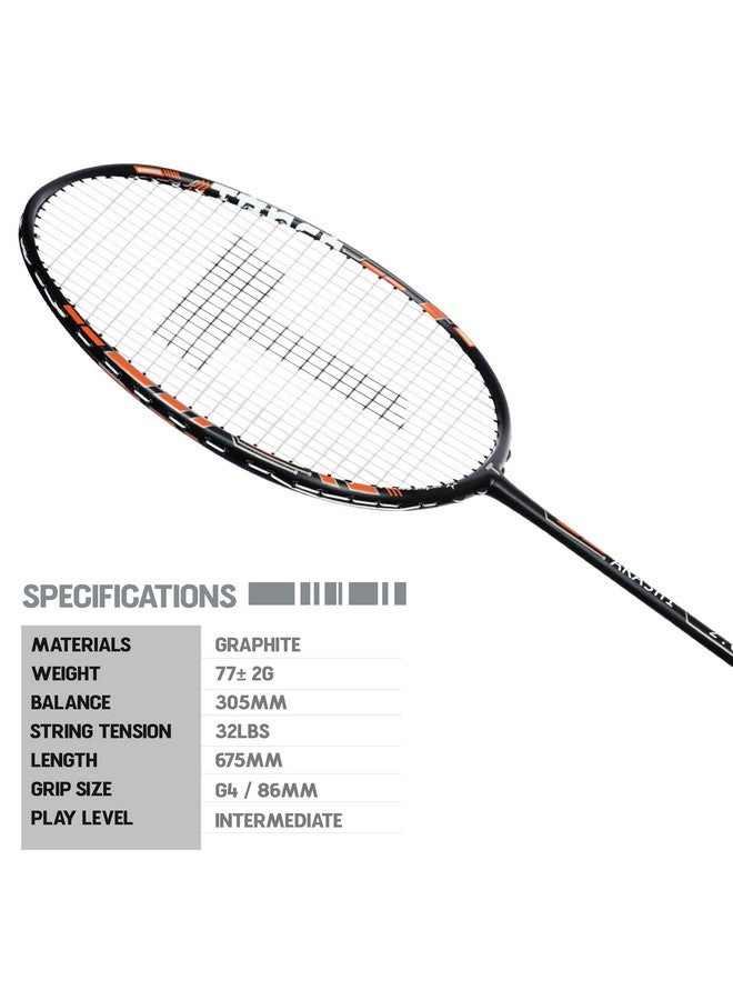 TANSO Arashi 2.0 Full Graphite Ultra Light Weight Carbon Fibre Strung Badminton Racket with Free Full Racquet Cover (77 Grams, 32 Lbs Tension, Strung with Premium Strings) (Orange) - Image 2