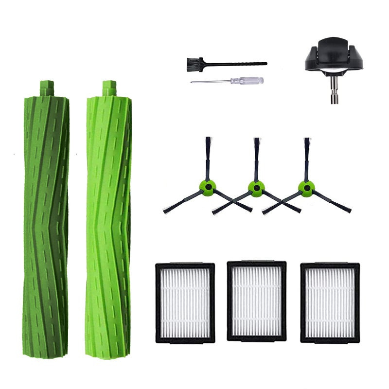 قطع غيار ملحقات لجهاز iRobot Roomba i7 j7 i6 i8 i3 i4 i1 e5 e6 I E Series مكنسة كهربائية تشمل 1 عبوة فرشاة شعيرات وعجلة أمامية و3 عبوات فلتر وفرشاة جانبية