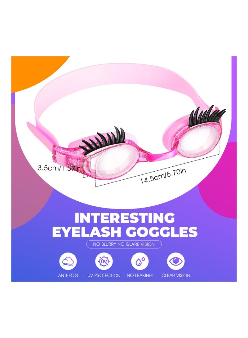 Y&D Swim Goggles, 2 Pieces Kids Goggles Eyelashes Goggle No Slip Leak Girl Anti Fog UV for Lash Extensions, Leakproof, Hair Pulling - Image 3