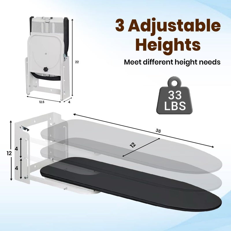 wow craft Wow Craft Wall Mounted Ironing Board Foldable Height Adjustable with 180 Degree Rotatable Press Table for Clothes Space Saving Furniture for Home  - Image 4