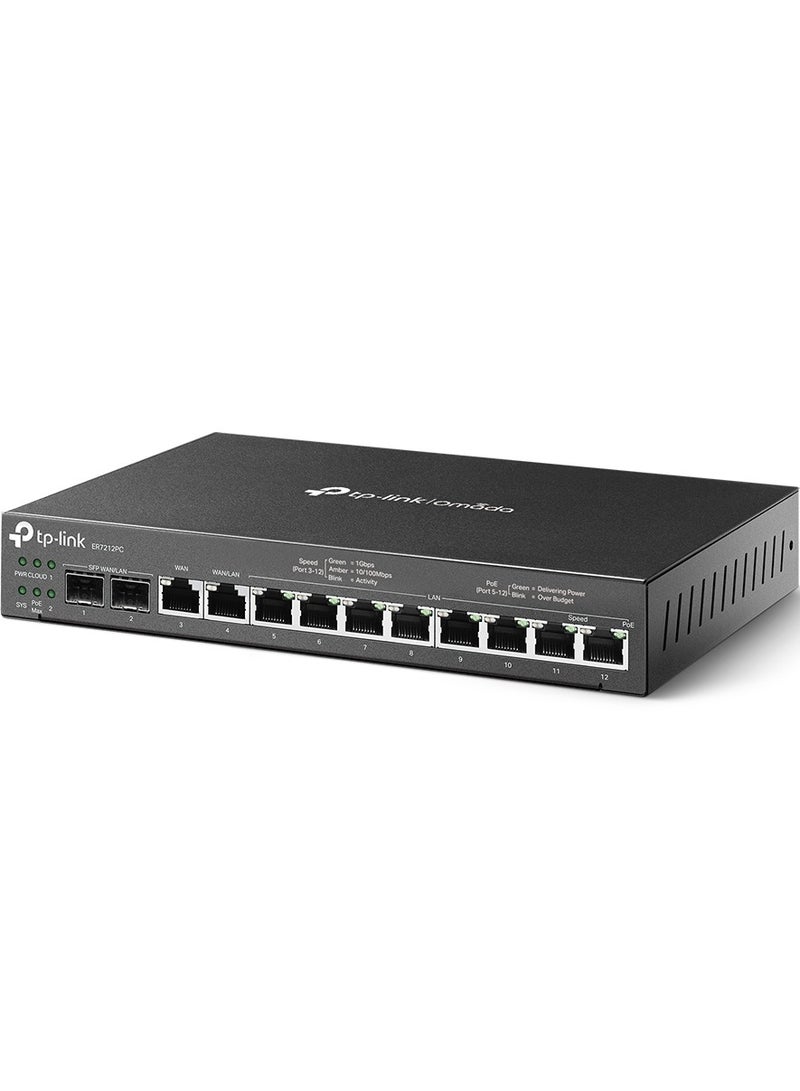 Tp-link Tl TP-Link ER7212PC | Omada Router, PoE Switch & Controller 3-in-1 Gigabit VPN Router | Up to 4 WAN | 8 PoE+ LAN Port @ 110W | Fan less | Easy Installation | Load Balance - Image 1
