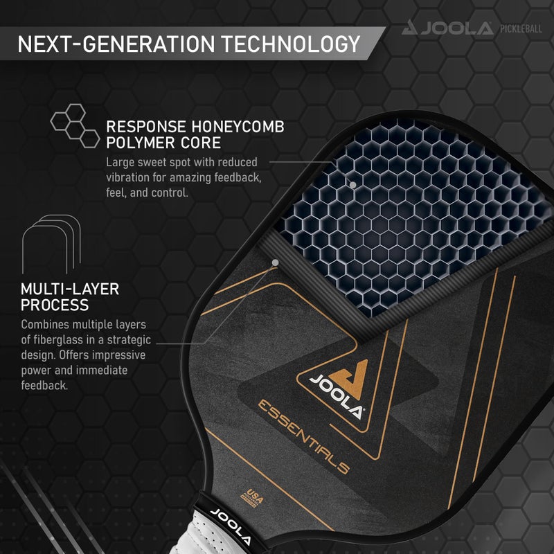 JOOLA Essentials Performance Pickleball Paddle with Reinforced Fiberglass Surface and Honeycomb Polypropylene Core, Black - Image 4