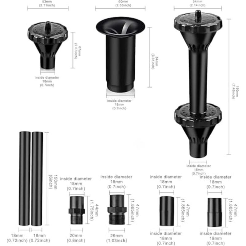 Plastic Fountain Nozzle Set 8 PCS of 2 Shapes For DIY Fountains, Gardens, Ponds, Water Gardens, Tabletop Fish Fountains Adjustable Flow, Durable ABS Large Fountain Nozzle Set - Image 3