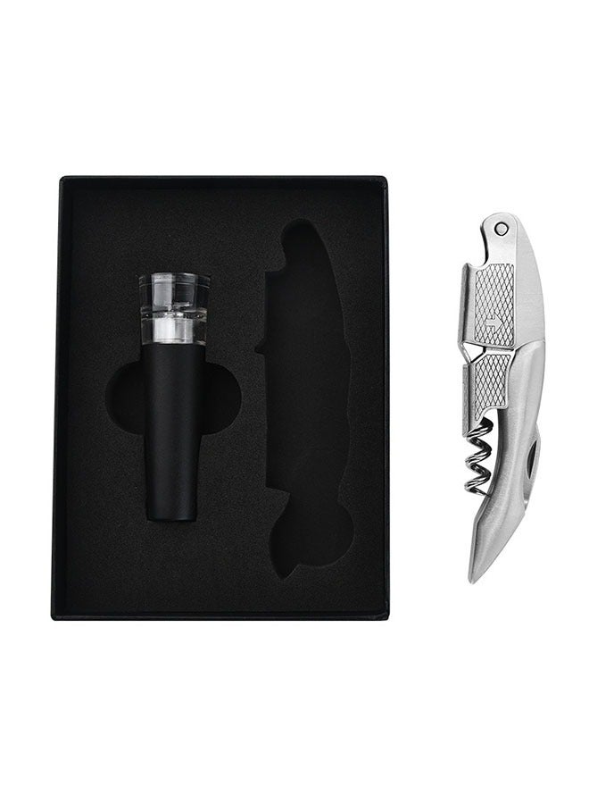 Corkscrew and bottle stopper set- Professional Wine Bottle Opener, Wine Accessories, Gift for Wine Lovers, Stainless Steel - Set of 2, Silver  - Image 1