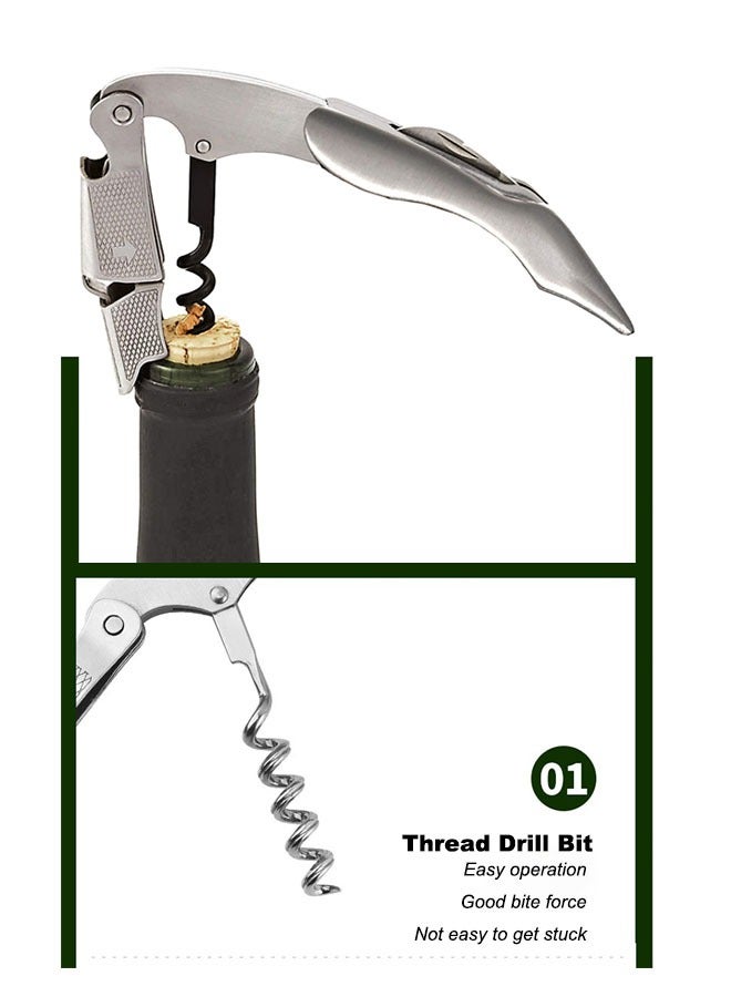 Corkscrew and bottle stopper set- Professional Wine Bottle Opener, Wine Accessories, Gift for Wine Lovers, Stainless Steel - Set of 2, Silver  - Image 4