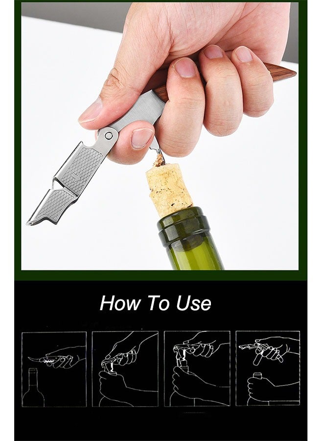 Corkscrew and bottle stopper set- Professional Wine Bottle Opener, Wine Accessories, Gift for Wine Lovers, Stainless Steel - Set of 2, Silver  - Image 5