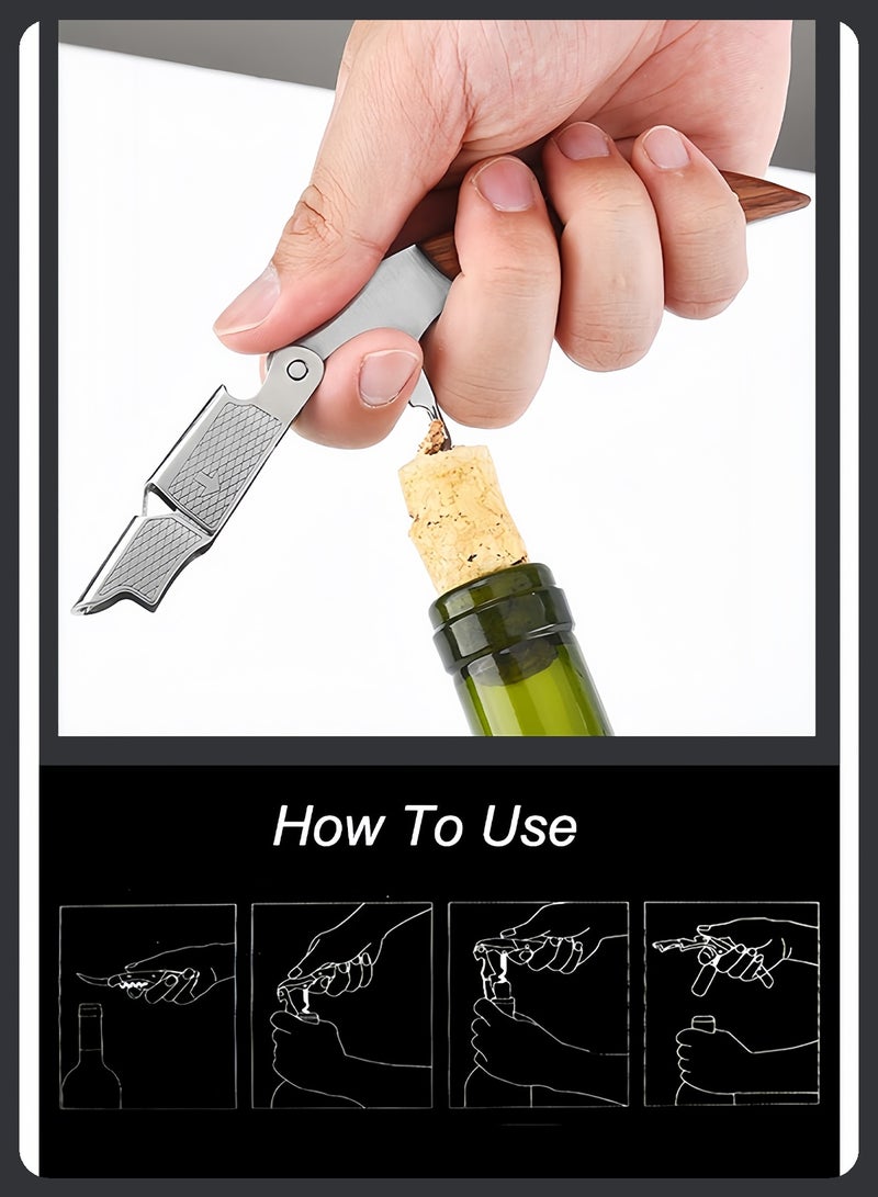 LIVQORA Corkscrew and bottle stopper set- Professional Wine Bottle Opener, Wine Accessories, Gift for Wine Lovers, Stainless Steel - Set of 2, Silver - Image 4