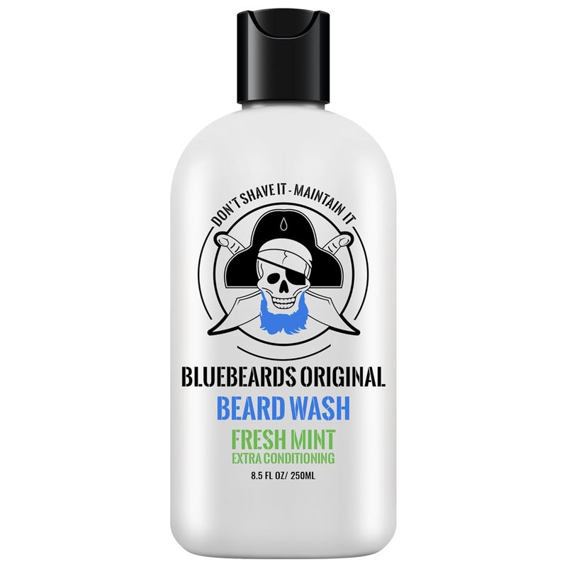 Fresh Mint Beard Care for Men, 8.5 oz. - Natural Peppermint Oil Formula for Deep Cleansing, Softening, and Conditioning Beard and Skin - Made in USA