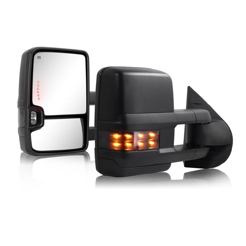 Sanooer Towing Mirror Compatible with 2007-2013 Chevy Silverado 1500, GMC Sierra 2014 2500HD 3500HD Tow Mirrors Power Adjusted Heated Glass Turn Signal Backup Light Extendable Pair Set - Image 1