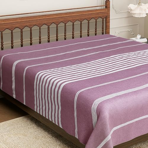 Värde Bedsheet for Double Bed | Handmade Cotton Double Bedsheet 210 Thread Count | Summer King Size BedSheet 90x100 Inches (7.5 x 8.3 Feet) | Handloom Design | Without Pillow Covers_Rose Ebony - Image 1