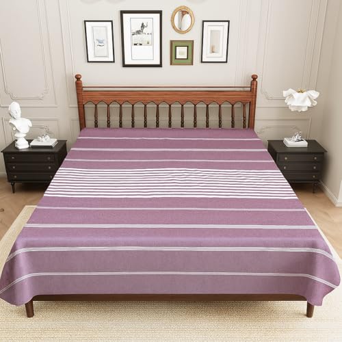 Värde Bedsheet for Double Bed | Handmade Cotton Double Bedsheet 210 Thread Count | Summer King Size BedSheet 90x100 Inches (7.5 x 8.3 Feet) | Handloom Design | Without Pillow Covers_Rose Ebony - Image 2