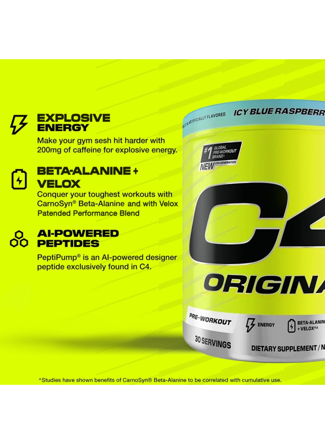 Original Explosive Pre Workout Icy Blue Razz 30 Servings