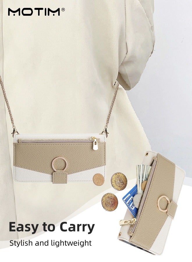 Motim iPhone 15 Case with Lanyard Strap and Card Holder, Protective Crossbody Wallet, Leather Handbag Protective Phone Case with Kickstand and Make Up Mirror  - Image 5
