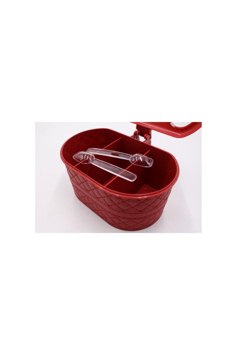 Spaceshoop 3 Compartments Seasoning Box With Lid and Handle Faux Leather Look Spice Pots - Image 2