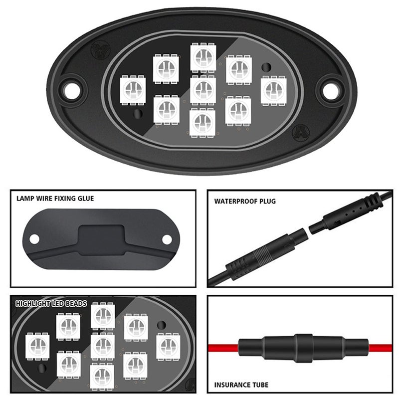 Leiboow 20 Pods Led Rock Lights for Trucks, RGB LED High Brightness Multifunction Neon Underglow Kit Waterproof Car Light with APP/RF Control, Rock Lights for Pickup Off Road RZR SUV ATV UTV - Image 5