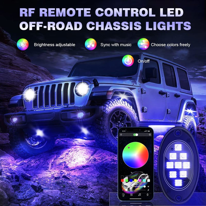 Leiboow 20 Pods Led Rock Lights for Trucks, RGB LED High Brightness Multifunction Neon Underglow Kit Waterproof Car Light with APP/RF Control, Rock Lights for Pickup Off Road RZR SUV ATV UTV - Image 2