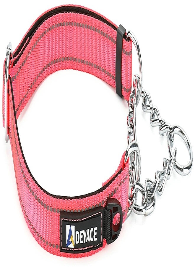 DEYACE Martingale Collar for Dogs Large Breed, Adjustable Reflective Stainless Steel Chain Collar with Comfortable Soft Padded for Training Dogs - Image 1