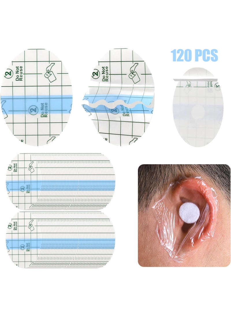 LuckSa 120 PCS Disposable Waterproof Ear Patches, Baby Ear Covers for Swimming Shower Ear Protectors with Soft Cotton, for Shower Surfing Snorkeling and Other Water Sports - Image 1