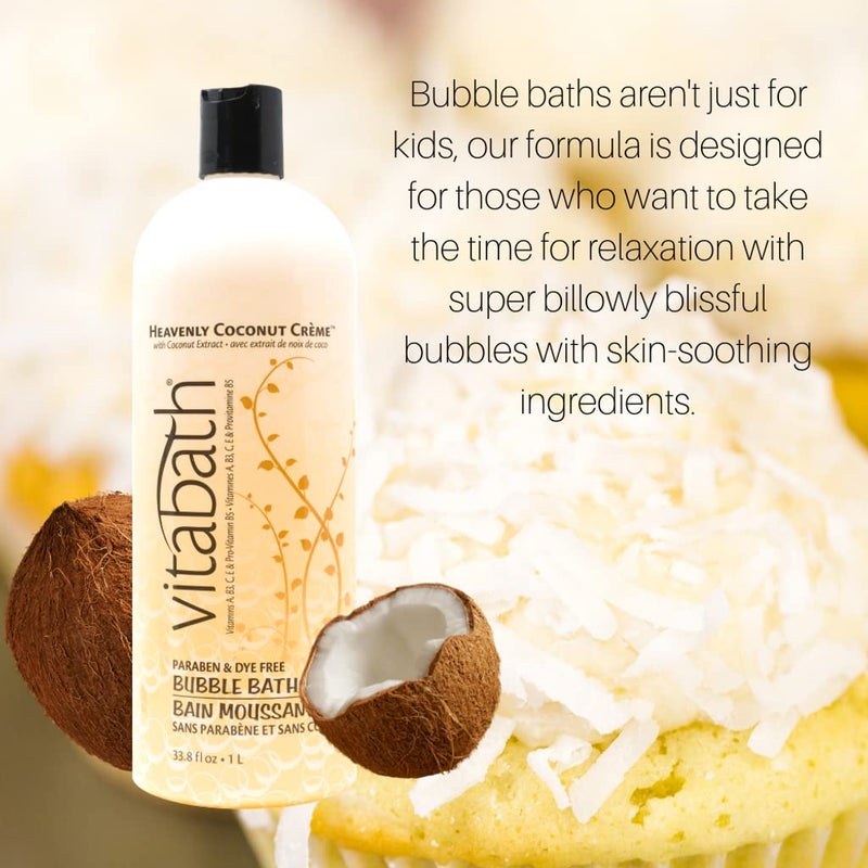 Vitabath Heavenly Coconut CrÃ¨me Bubble Bath Rich Foaming Bubbly Soak & Relaxing Aromatherapy Moisturizing & Nourishing Indulgent Suds for Women & Men All Skin Types - 33.8 fl oz - Image 5