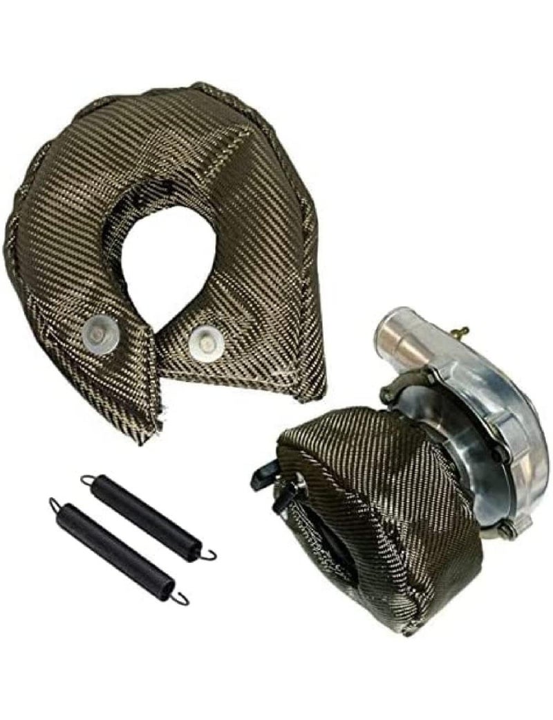 Alioncar T3 Titanium Fiber Turbo Cover Heat Cover Turbo Blanket Turbo Cover for T25 T28 GT25 GT28 GT30 GT32 GT35 CT26 Turbine Housing with Locking Springs Titanium T3