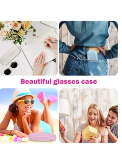 KASTWAVE 3 Pieces Hard Shell  Pu Leather Eyeglasses Case, Portable Protective Sunglasses Case, Glitter Glasses Case with Microfiber Cleaning Cloth for Men Women Girl Travel Study Work, Laser Myopia Mirror Box  - Image 4