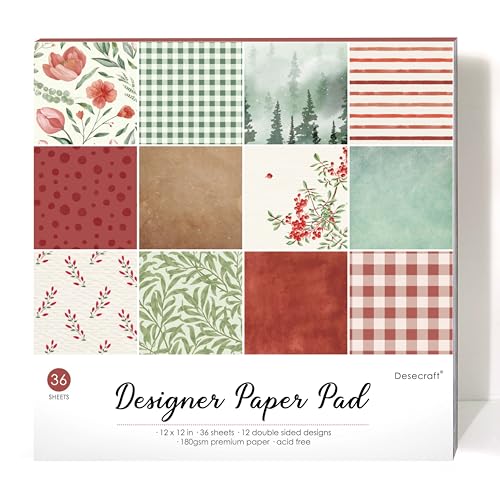 Desecraft Vintage Berry12x12 Scrapbooking Cardstock Decorative Paper for Card Making Background Origami Textured Decorative Scrapbook Paper Scrapbook Materials Supplies - Image 1