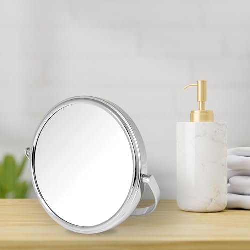 Model's Choice JERDON Tabletop Vanity Makeup Mirror with Chrome Finish – 5.5” Diameter Mirror with 5X-1X Magnification – Model MC109C - Image 2
