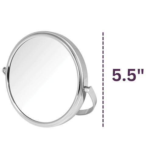 Model's Choice JERDON Tabletop Vanity Makeup Mirror with Chrome Finish – 5.5” Diameter Mirror with 5X-1X Magnification – Model MC109C - Image 4