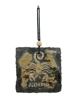 NIKSANG NIKSANG Chipped Natural Slate Stone Engraved SCORPION Zodiac Sign 145 cm x 145 cm Beige  - Image 1