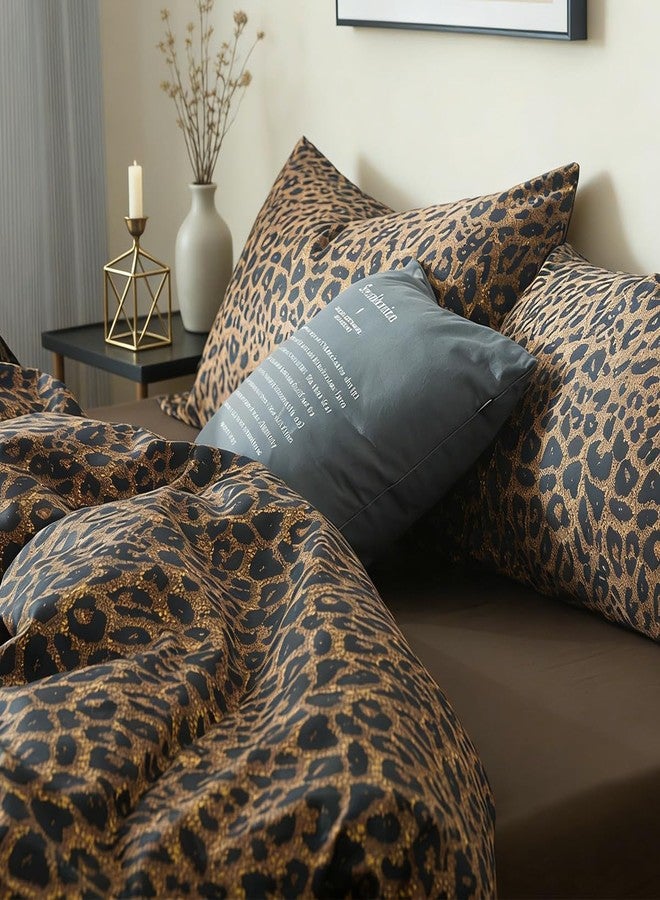 Erwinmu Leopard Comforter Set Queen Comforter Set Cheetah, 3 Pieces Queen Bed in a Bag,Microfiber Bedding Set for All Seasons Animal Print Home Decor Queen Size Comforter Brown with 2 Pillowcases - Image 2
