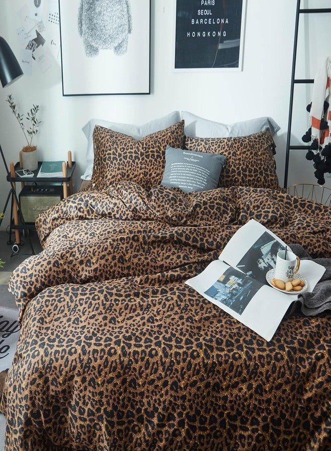 Erwinmu Leopard Comforter Set Queen Comforter Set Cheetah, 3 Pieces Queen Bed in a Bag,Microfiber Bedding Set for All Seasons Animal Print Home Decor Queen Size Comforter Brown with 2 Pillowcases - Image 1