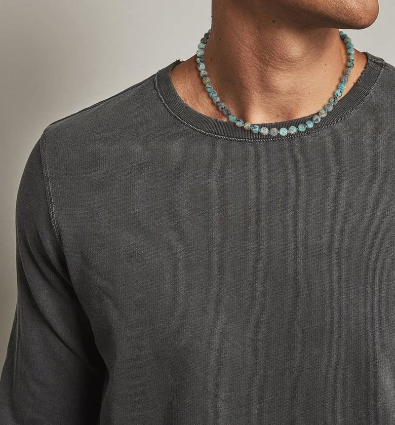 GAVU Handmade African Turquoise Necklace for Men, Crystal Beaded Necklace for Men 20" - Image 2