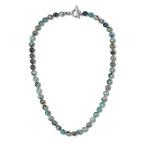 GAVU Handmade African Turquoise Necklace for Men, Crystal Beaded Necklace for Men 20" - Image 1