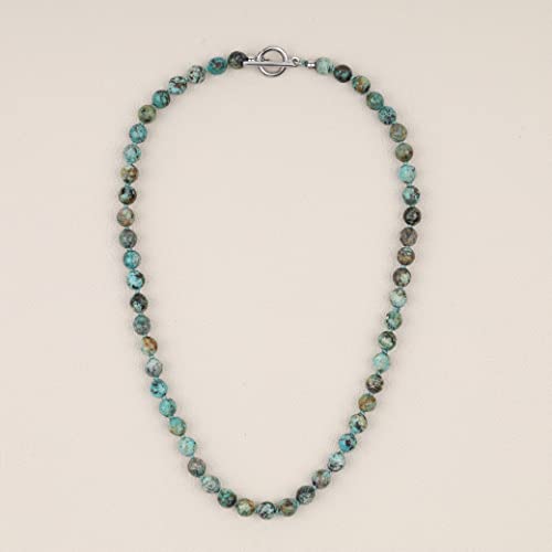 GAVU Handmade African Turquoise Necklace for Men, Crystal Beaded Necklace for Men 20" - Image 4
