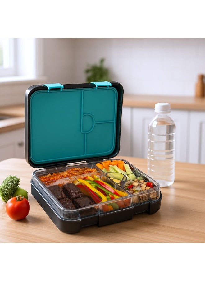 Eazy Kids Eazy Kids 6 & 4 Convertible Bento Lunch Box w/ Steel Spoon & Fork Set and Alphabets Sticker - Gamer  - Image 4