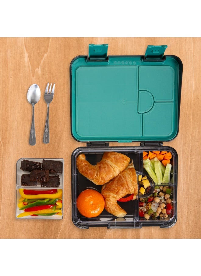 Eazy Kids Eazy Kids 6 & 4 Convertible Bento Lunch Box w/ Steel Spoon & Fork Set and Alphabets Sticker - Gamer  - Image 2