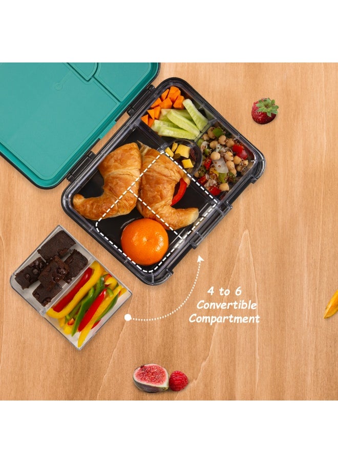 Eazy Kids Eazy Kids 6 & 4 Convertible Bento Lunch Box w/ Steel Spoon & Fork Set and Alphabets Sticker - Gamer  - Image 5