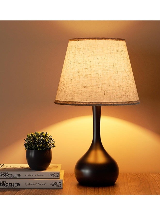 أوساويك مصباح بجانب السرير يعمل باللمس لغرفة النوم، مصابيح طاولة ريفية قابلة للتعتيم بثلاثة اتجاهات مع غطاء من القماش، مصباح مكتبي للأطفال للقراءة، للمكتب المنزلي - Image 1