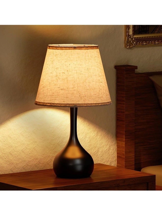 أوساويك مصباح بجانب السرير يعمل باللمس لغرفة النوم، مصابيح طاولة ريفية قابلة للتعتيم بثلاثة اتجاهات مع غطاء من القماش، مصباح مكتبي للأطفال للقراءة، للمكتب المنزلي - Image 4