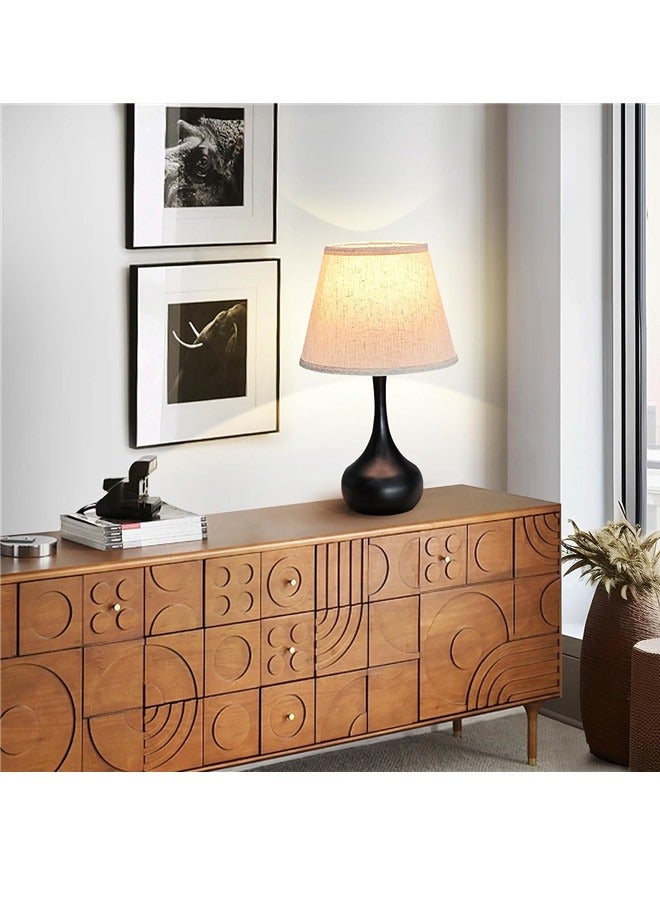 أوساويك مصباح بجانب السرير يعمل باللمس لغرفة النوم، مصابيح طاولة ريفية قابلة للتعتيم بثلاثة اتجاهات مع غطاء من القماش، مصباح مكتبي للأطفال للقراءة، للمكتب المنزلي - Image 5