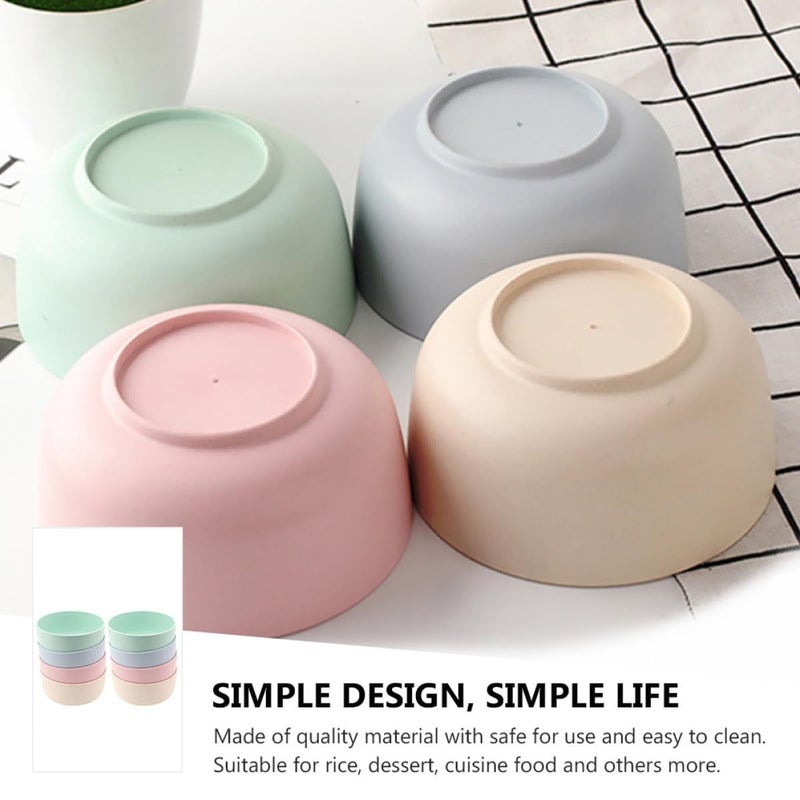 8 Piece Lightweight Fiber Rice Bowls Set Microwave Safe Eco Friendly Dinnerware - Image 4