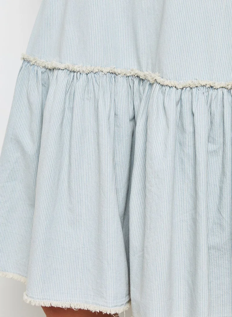 Waven Peplum Denim Dress