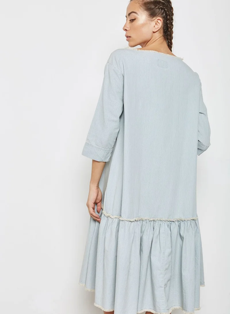 Waven Peplum Denim Dress