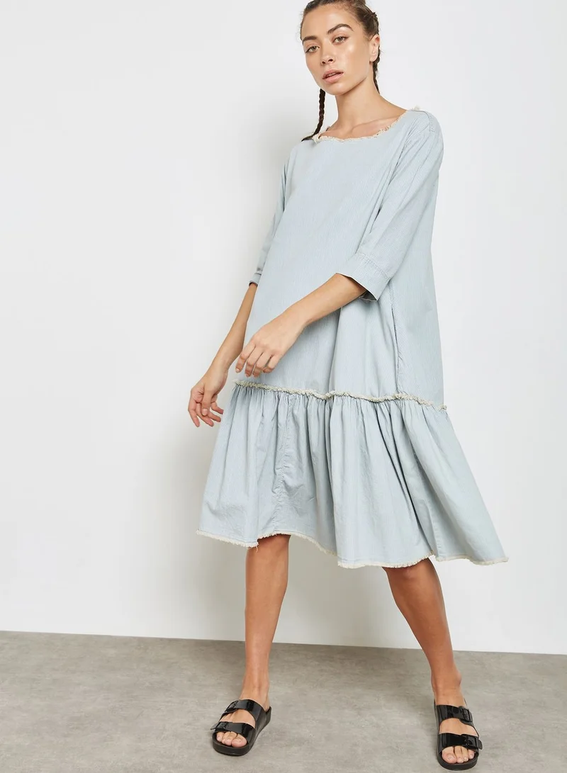 Waven Peplum Denim Dress